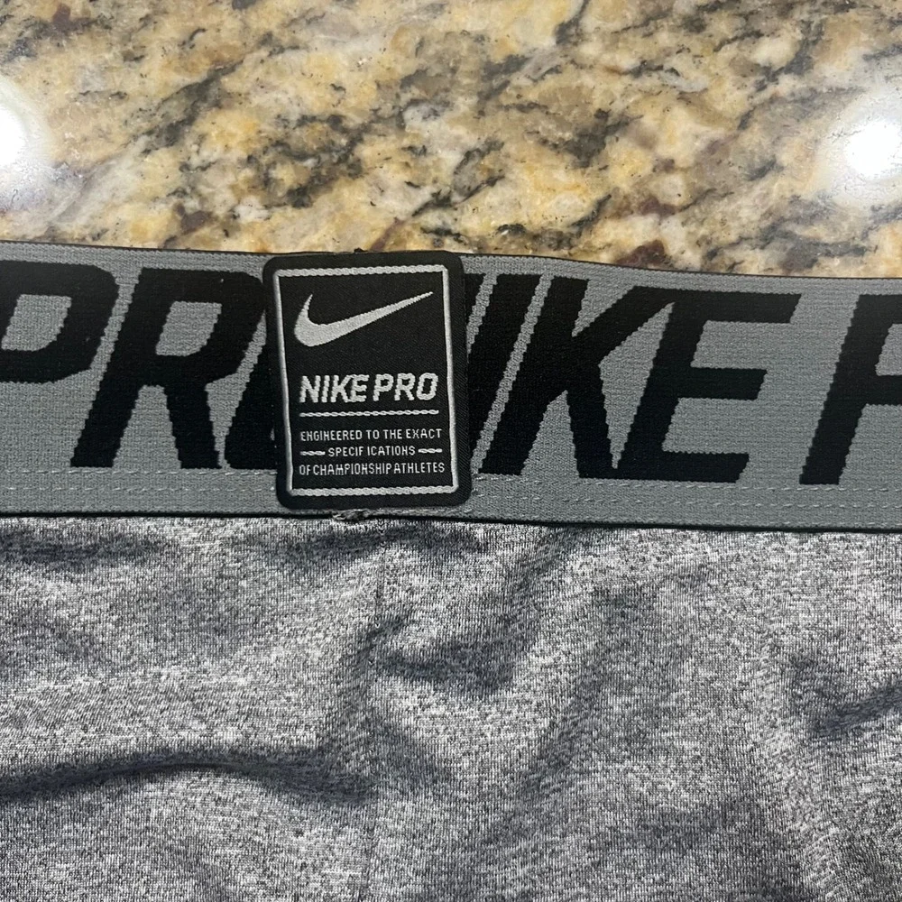 Nike Pro Mens Compression Leggings Grey Heather Training Tights XL